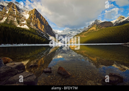 Water reflections in Lake Louise, Banff National Park, Alberta, Canada