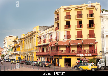 Colonial Buildings in Cartagena de Indias, Colombia, South-America Stock Photo