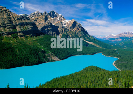 High angle view of Peyto Lake, Icefields Parkway, Banff National Park, Alberta, Canada Stock Photo