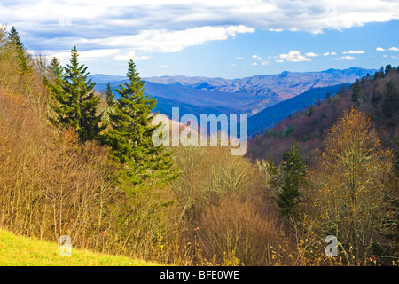 Overlook from Newfound Gap Road, Great Smoky Mountains National Park, Tennessee Stock Photo