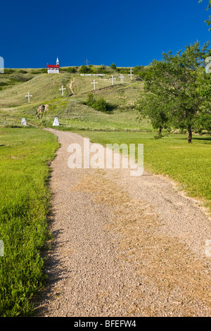 Mission de Qu'Appelle Church, founded in 1865, in the town of Lebret, Qu'Appelle Valley, Saskatchewan, Canada Stock Photo