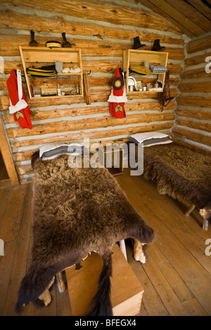 Sleeping quarters at Fort Walsh National Historic Site, Cypress Hills Interprovincial Park, Saskatchewan, Canada Stock Photo