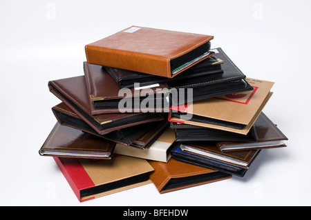 A pile of photograph albums Stock Photo