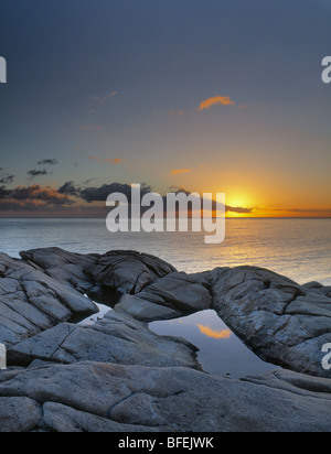 Sunset over Lakie's Head, Cape Breton Highlands National Park, Nova Scotia, Canada Stock Photo