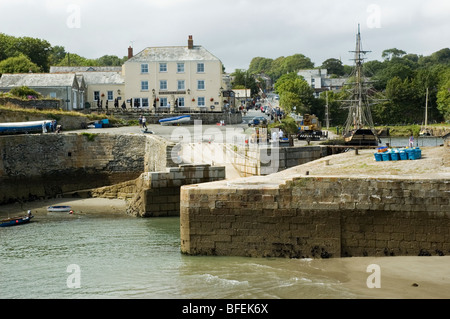 Entrance to Charlestown harbour, near St Austell, Cornwall, England Stock Photo