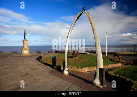 Whalebone Sculpture Whitby Harbour North Yorkshire Moors National Park England UK Stock Photo