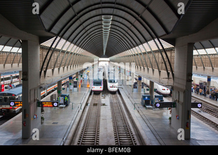 Renfe AVE High Speed Train in Santa Justa Station in Seville Spain Stock Photo