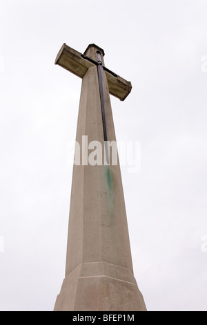 Cross of Sacrifice at a Canadian War Cemetery Stock Photo