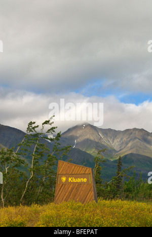 Sign, Kluane National Park, Yukon Territory, Canada Stock Photo