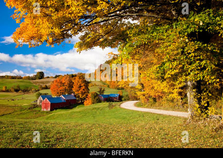 Dawn in autumn at the Jenne Farm near South Woodstock Vermont USA Stock Photo