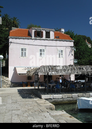 Beach Bar cafe Kolocep Croatia harbourside Stock Photo