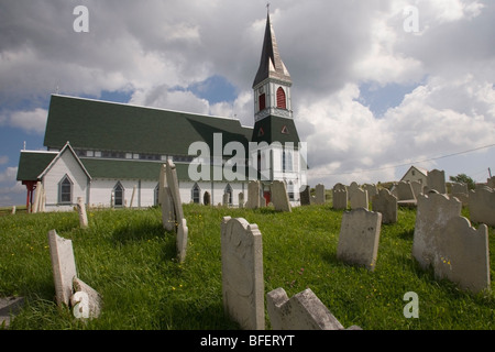 St. Paul's Anglican Church and surrounding graveyard, Trinity, Newfoundland, Canada Stock Photo