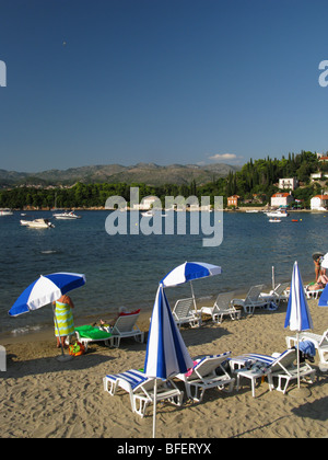 Beach in front of Hotel Villas Kolocep near Dubrovnik Croatia Stock Photo