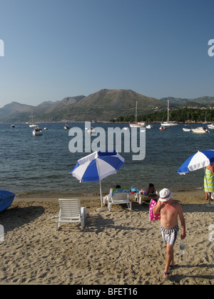Beach in front of Hotel Villas Kolocep near Dubrovnik Croatia Stock Photo