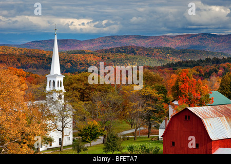 Autumn view of Congregational Church in Peacham Vermont USA Stock Photo