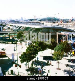 A view looking down on Stratford Train Station & 2012 Olympic Stadium and site under construction in East London KATHY DEWITT Stock Photo