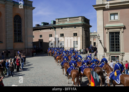 the guards are changing daily in front of the royal palace in stockholm. many tourists attend to this ceremony Stock Photo