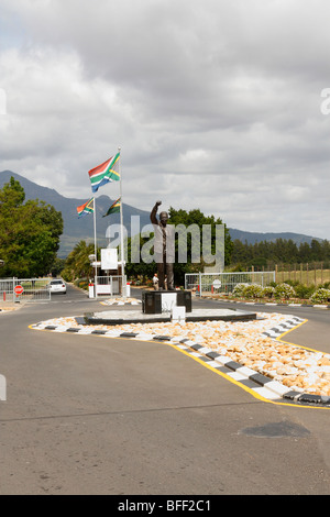 Statue (sculpture) of Nelson Mandela in the front of Drakenstein Correctional Centre formerly Victor Verster Prison, West Cape Stock Photo