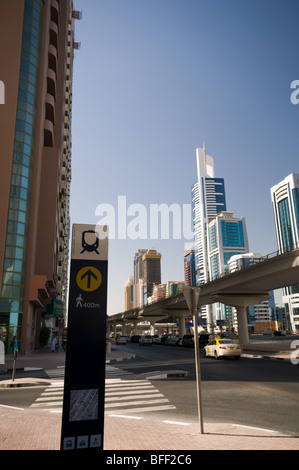 New metro station on Sheikh Zayed Road, Dubai Stock Photo