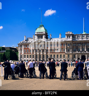Disabled Normandy veterans in wheelchairs at D-Day remembrance parade Whitehall London Great Britain Stock Photo