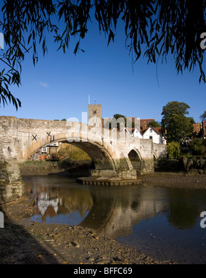 Aylesford Town reflecting in the river Medway in Kent , UK Stock Photo