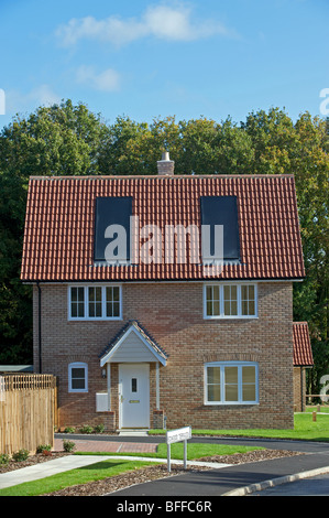 Newly built house with integrated solar energy panels Stock Photo