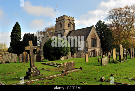 MINSTER LOVELL, OXFORDSHIRE, UK - NOVEMBER O3, 2009:  View of St. Kenelm's Church and churchyard Stock Photo