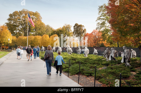 Visitors to the Korean War Veterans Memorial, Washington DC USA Stock Photo