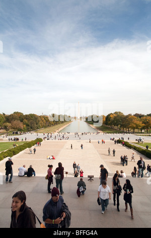 A view towards the Washington Monument  from the Lincoln Memorial, Washington DC USA Stock Photo