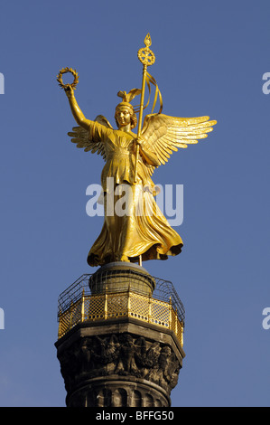 Statue of Victoria (Goldelse) on the top of the Berlin Victory Column, Berlin, Germany. Stock Photo