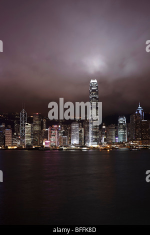 Hong Kong's evening skyline from Tsim Sha Tsui. Stock Photo