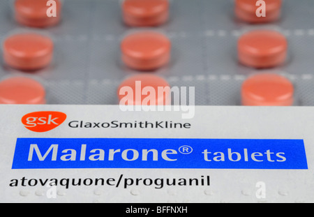 Malarone, anti malaria tablets, Malarone Stock Photo