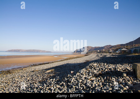 Penmaenmawr North Wales UK November Looking along the sea front towards Llandudno and the Great Orme and Penmaen Bach Mountain on lovely autumn day Stock Photo