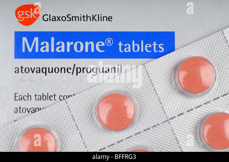 Malarone, anti malaria tablets, Malarone Stock Photo