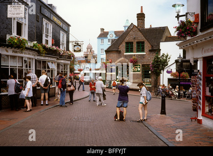 UK, England, Sussex, Brighton, visitors in the Lanes Stock Photo