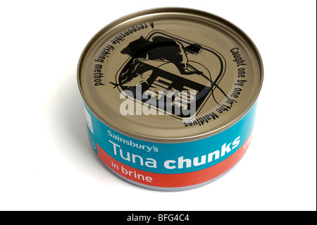 138 grams can of pole and line caught tuna chunks in brine Stock Photo