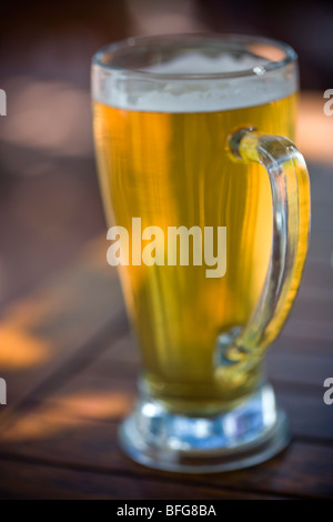intentionally     blurred pint of beer indicating drunk Stock Photo