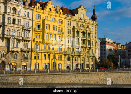 Riverside houses Jiraskovo namesti square in Nove mesto district of Prague Czech Republic Europe Stock Photo