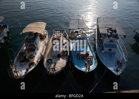 small local greek cypriot fishing boats in kato paphos harbour republic of cyprus europe Stock Photo