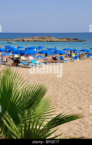 Beach view, Fig Tree Bay, Protaras, Famagusta District, Cyprus Stock Photo