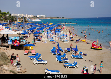 Beach view, Fig Tree Bay, Protaras, Famagusta District, Cyprus Stock Photo