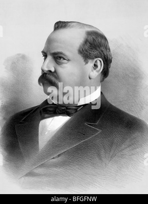 Portrait print circa 1884 of Grover Cleveland (1837 - 1908) - the 22nd (1885 - 1889) and 24th (1893 - 1897) US President. Stock Photo