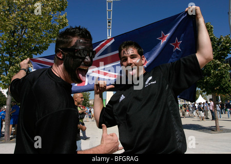 All Blacks New Zealand Rugby supporters at the 2007 world cup in Marseilles France Stock Photo