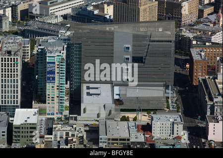 aerial view above San Francisco Federal Building Stock Photo