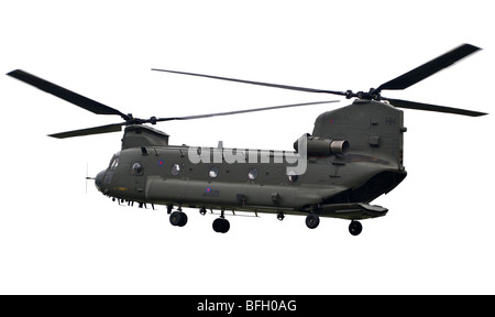 Chinook helicopter, Chinook in flight, Chinook military aircraft, 'Royal Air Force' Chinook helicopter  on “white background” Stock Photo