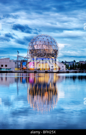 Evening, Telus World of Science, Vancouver, British Columbia, Canada Stock Photo
