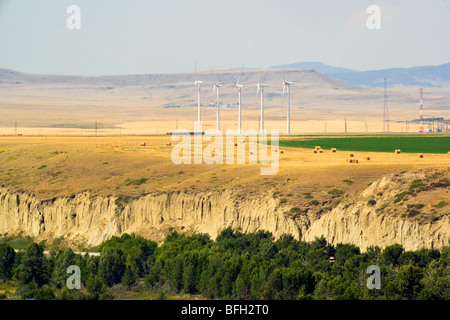 Wind turbines, Pincher Creek, Alberta, Canada Stock Photo