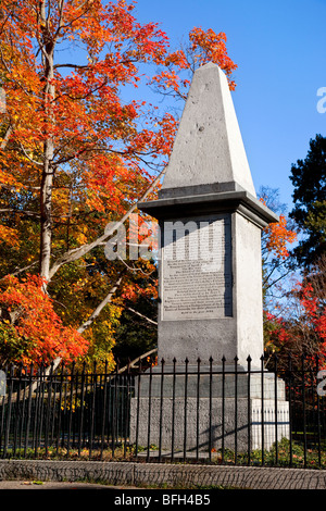 Monument on the Lexington Green honoring those who died in the first battle of the American Revolution - Massachusetts USA Stock Photo