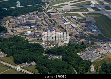 aerial view above National Aeronautics and Space Administration NASA Glenn Research Center at Lewis Field Brook Park Cleveland Stock Photo