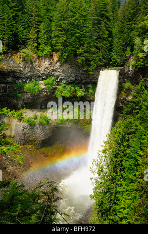 Brandywine Falls with rainbow at Brandywine Falls Provincial Park between Squamish and Whistler, BC Stock Photo